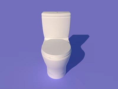 White Modern Toilet With Closed Lid And Sleek Design On Purple Background 3d model