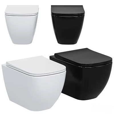Modern White And Black Toilets With Sleek Contemporary Design And Smooth Contoured Shapes 3d model