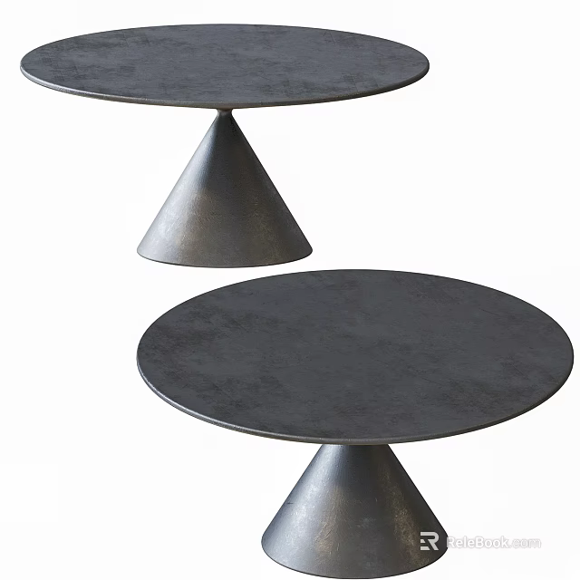 Modern Round Coffee Table With Conical Base And Smooth Dark Surface Design 3d model
