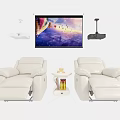 Luxury Reclining Massage Chairs in Home Theater with Side Table and Projector Screen