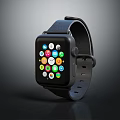Modern Smartwatch With Black Strap And Colorful App Icons On Screen