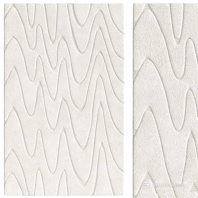 Light Ivory Square Rug Featuring Modern Wave Pattern And Textured Design For Home Decor 3d model 