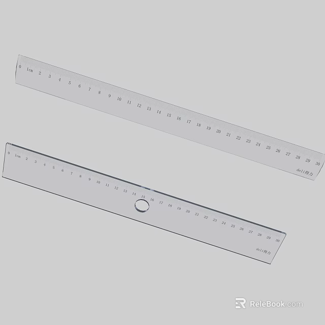 Transparent Plastic Rulers With Marked Scales And Hole Design For Measuring 3d model 