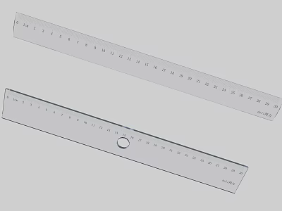 Transparent Plastic Rulers With Marked Scales And Hole Design For Measuring 3d model