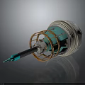 Mechanical Component With Green Body Golden Metal Ring White Top And Slender Black Rod