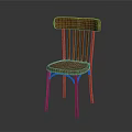 Classic Wooden Chair With Slatted Back And Slender Legs For Home Furniture