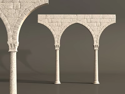 Classical Stone Archway Design With Brick Structure And Decorative Columns 3d model