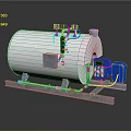 Industrial Stainless Steel Storage Tank With Support Frame Pressure Gauges And Blue Component
