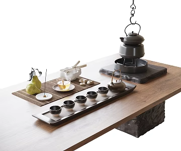 Modern tea set ornaments 3d model
