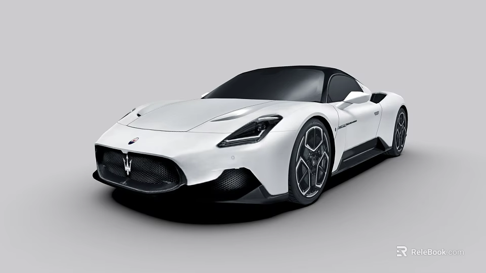 White Maserati Sports Car with Sleek Body Design Black Roof and Modern Alloy Wheels 3d model 