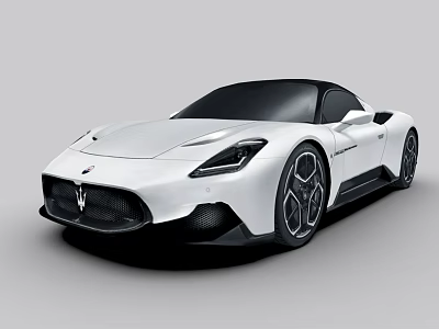White Maserati Sports Car with Sleek Body Design Black Roof and Modern Alloy Wheels 3d model