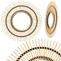 Elegant Modern Round Decorative Mirror with Woven Bamboo Craft Design