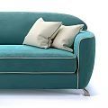 Teal Sofa Design With Beige Pillows Curved Shape And Metal Legs Modern Living Room Furniture