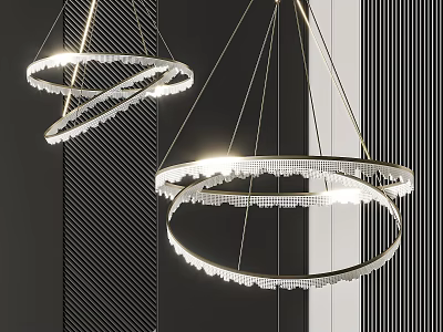 Contemporary Hanging Chandelier With Multiple Circular Rings And LED Lighting Design 3d model