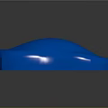 Blue Shiny Smooth Concept Car With Glossy Surface On Gray Gradient Background