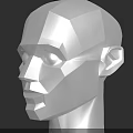 Game and Movie Character Low Poly White Human Head Model Side View Design 3d model
