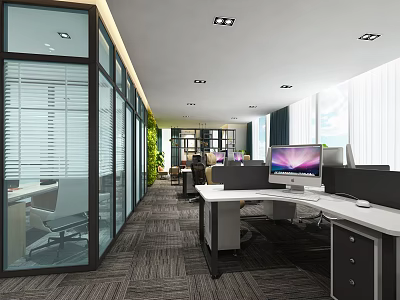 modern public office area open-plan office 3d model