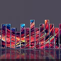Colorful Striped Glass Curtain Walls Modern Architecture Photo Spot At Night With Stunning Lighting Effects