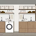 Modern Wooden Bathroom Vanity Cabinet With Sink Faucet And Storage Shelves