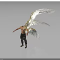 Shirtless Male Figure With Large White Wings And Spread Arms