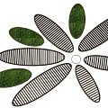 Decorative Ceiling Design with Leaf Shaped Wooden Panels and Green Plants