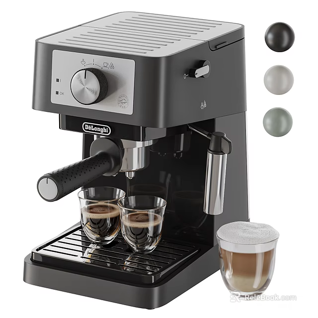 DeLonghi Espresso Machine Kitchen Appliance With Milk Froth Cups And Color Options Black Gray Green 3d model 