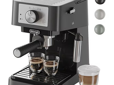 DeLonghi Espresso Machine Kitchen Appliance With Milk Froth Cups And Color Options Black Gray Green 3d model