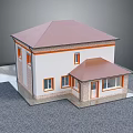 Two Story Detached Villa With White Exterior Walls Orange Trim Red Roof And Porch