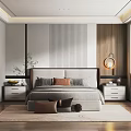 Modern Bedroom Interior Design With King Bed Nightstands Area Rug And Hanging Lamp