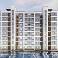 Modern Residential Building Simple Multi-storey Residence 3d model