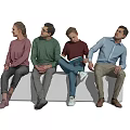 Modern multi-person sitting figure 3d model