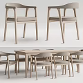 Modern Dining Table Set With Wooden Frame And Fabric Upholstered Chairs