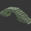 Stone Arch Bridge Structure With Curved Design And Stone Steps Walls 3d model