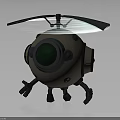 Sci Fi Mechanical Creature Character With Green Eye And Propeller Design