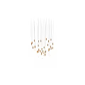 Modern Transparent Glass Chandelier With Curved Shapes And Golden Metal Accents