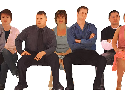 Group of Diverse People Sitting Together With Different Postures And Clothing 3d model
