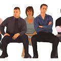 Group of Diverse People Sitting Together With Different Postures And Clothing