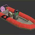 Red Inflatable Boat With Seats Console Gray Interior And Black Accents