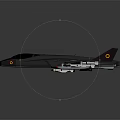 3D Model of Sleek Fighter Jet With Dark Purple Accents Mounted Weapons and Tail Fins