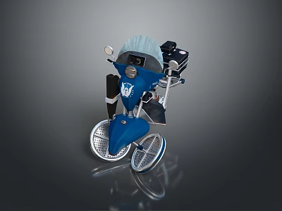 Stylish Blue Vintage Motorcycle With Chrome Accents Retro Seat And Shiny Wheels 3d model