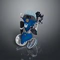 Stylish Blue Vintage Motorcycle With Chrome Accents Retro Seat And Shiny Wheels