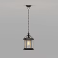 Lantern Shaped Pendant Light With Metal Frame Glass Shade Chain Hanging Illuminated Bulb