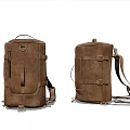 Classic Brown Leather Duffle Bags With Adjustable Straps Brass Buckles And Zipper Closure