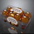 Ferrero Rocher Chocolate in Transparent Box with Multiple Golden Wrapped Balls and Orange Accents
