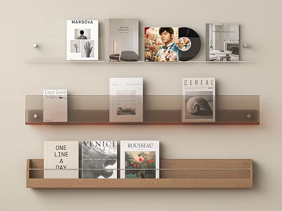 Modern Wall Decor Shelves Holding Books Art Prints And Records 3d model