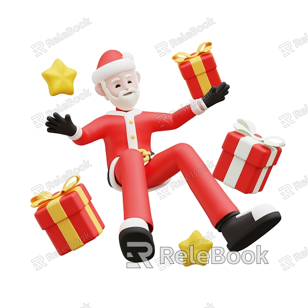 Christmas Scene Santa Claus Christmas Gift Box Cartoon Santa Claus model