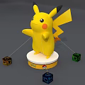 Standing Pikachu Character Figure With Colorful Cubes On Pokémon Logo Base