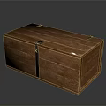 Vintage Wooden Chest With Black Metal Straps And Natural Wood Grain Surface