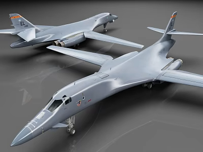 Twin Silver Military Aircraft Models Featuring Detailed Wing And Tail Design Elements 3d model