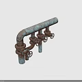 Rusted Metal Pipes With Vintage Valves And Industrial Texture